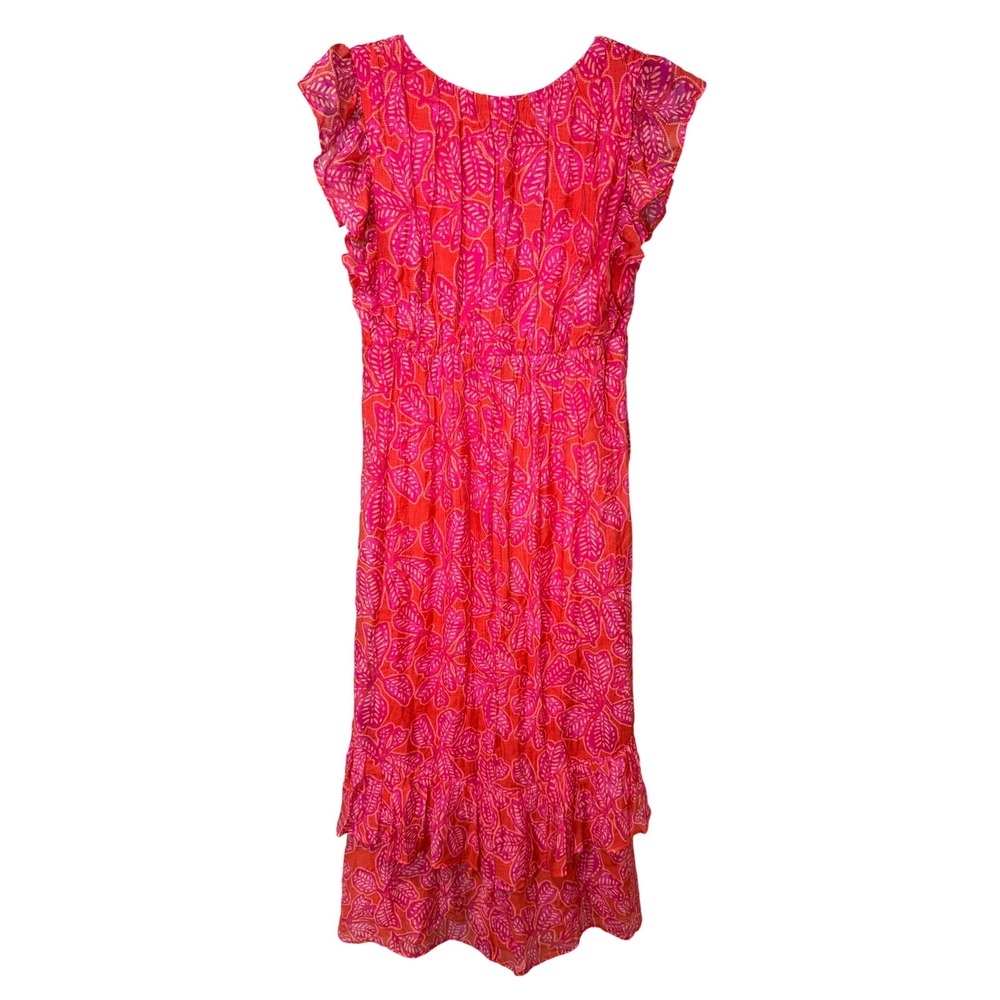 The Good Journey Ruffled Tiered Midi Dress Magenta Combo Pink Size 8 - Picture 5 of 10